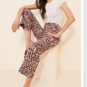 Maeve Brown Leopard Print Cropped Pants 31 Stretch Cropped Colette